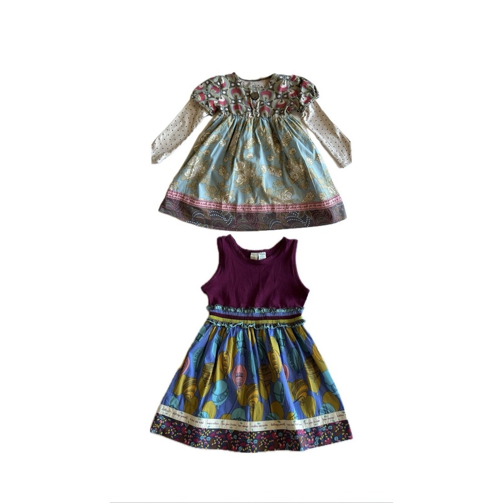 Matilda Jane Gypsy Blue Maggie Stew & Paint By Numbers Plum Dress Sz 4 Set Of 2